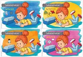Vorschau - Stationenlernen - Winter Schüttelsätze | Satzbau Klasse 2-4 | Deutsch Grundschule | Karteikarten - Seite 1