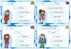 Vorschau - Stationenlernen - Winter Schüttelsätze | Satzbau Klasse 2-4 | Deutsch Grundschule | Karteikarten - Seite 3