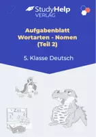 Vorschau - Arbeitsblätter - Aufgabenblatt Deutsch: Wortarten - Nomen #2 (5. Klasse) - Deckblatt