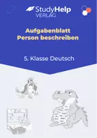 Vorschau - Arbeitsblätter - Aufgabenblatt Deutsch: Person beschreiben für die 5. Klasse - Deckblatt