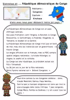 Aperçu - Feuilles d'exercices - tour du Monde : République Démocratique du Congo - Page de couverture