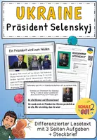 Vorschau - Stundenentwürfe - Differenzierter Lesetext Ukraine Präsident Selenskyj Krieg Frieden Steckbrief - Deckblatt