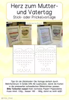 Vorschau - Mal- und Bastelvorlagen - Herz Muttertag/Vatertag, Stick- & Prickelvorlage - Deckblatt