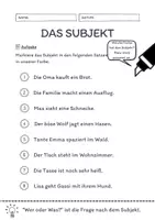 Vorschau - Arbeitsblätter - Das Subjekt Übungen (I) | differenziert - leicht - Seite 1