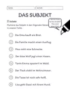 Vorschau - Arbeitsblätter - Das Subjekt Übungen (I) | differenziert - leicht - Seite 2