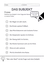 Vorschau - Arbeitsblätter - Das Subjekt Übungen (II) | differenziert - leicht - Seite 1