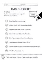 Vorschau - Arbeitsblätter - Das Subjekt Übungen (III) | differenziert - leicht - Seite 1