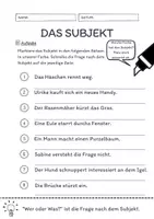 Vorschau - Arbeitsblätter - Das Subjekt Übungen (III) | differenziert - leicht - Seite 3