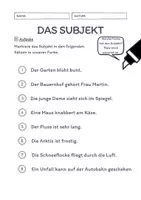 Vorschau - Arbeitsblätter - Das Subjekt Übungen (IV) | differenziert - leicht - Seite 2