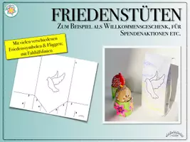 Vorschau - Mal- und Bastelvorlagen - Friedenstüten / Willkommenstüten / Spendentüten (inkl. Link zur Anleitung) - Naost, Gaza, Urkaine, Syrien, Iran, Irak - Deckblatt