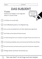 Vorschau - Arbeitsblätter - Das Subjekt Übungen (I) | differenziert - schwer - Seite 1