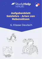 Vorschau - Arbeitsblätter - Aufgabenblatt Deutsch: Satzlehre - Arten von Nebensätzen (6. Klasse) - Deckblatt