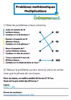 Aperçu - Feuilles d'exercices - Problèmes multiplications - entrainement - Page 1