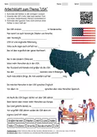 Vorschau - Arbeitsblätter - Lernplakat + Arbeitsblatt "USA" + Onlineübung & MP3 + Mindmap + Infografik - Seite 1