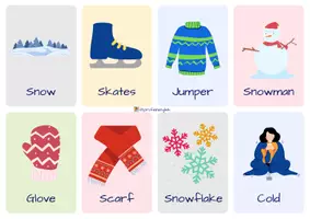 Vista previa - Tarjetas / Manipulativos - ¡Flashcards del Invierno en Inglés! - página 2