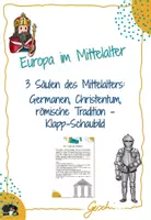 Vorschau - Arbeitsblätter - UR6 Europa im Mittelalter -4. Stunde: 3 Säulen des Mittelalters: Germanen, Christentum, römische Tradition (Klapp-Schaubild) - Deckblatt