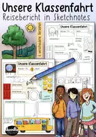 Vorschau - Arbeitsblätter - Unsere Klassenfahrt / Schullandheim - Reisetagebuch in Sketchnotes - Deckblatt