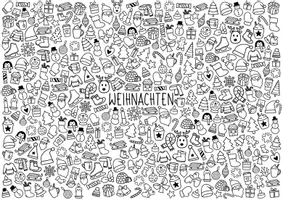 Vorschau - Mal- und Bastelvorlagen - Weihnachts Doodle Ausmalbilder 🎅🏼 - Seite 1