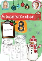 Vorschau - Arbeitsblätter - Adventstürchen 8: Rechenspuren (1-4.Klasse) - Deckblatt
