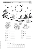 Vorschau - Arbeitsblätter - Adventstürchen 8: Rechenspuren (1-4.Klasse) - Seite 1