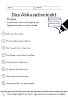 Vorschau - Arbeitsblätter - Das Akkusativobjekt Übungen (I) | differenziert - leicht - Seite 1