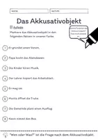 Vorschau - Arbeitsblätter - Das Akkusativobjekt Übungen (III) | differenziert - leicht - Seite 1
