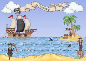 Vorschau - Spiele - Wo ist? Wimmelbild (Piraten) mit Leseaufgaben (3fach differenziert) - Seite 2
