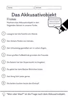 Vorschau - Arbeitsblätter - Das Akkusativobjekt Übungen (II) | differenziert - mittel - Seite 1