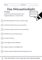 Vorschau - Arbeitsblätter - Das Akkusativobjekt Übungen (III) | differenziert - mittel - Seite 1
