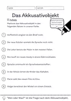 Vorschau - Arbeitsblätter - Das Akkusativobjekt Übungen (V) | differenziert - mittel - Seite 1