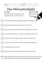 Vorschau - Arbeitsblätter - Das Akkusativobjekt Übungen (II) | differenziert - schwer - Seite 1