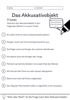 Vorschau - Arbeitsblätter - Das Akkusativobjekt Übungen (IV) | differenziert - schwer - Seite 1