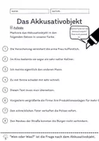 Vorschau - Arbeitsblätter - Das Akkusativobjekt Übungen (V) | differenziert - schwer - Seite 1