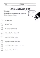 Vorschau - Arbeitsblätter - Das Dativobjekt Übungen (II) | differenziert - leicht - Seite 2