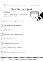 Vorschau - Arbeitsblätter - Das Dativobjekt Übungen (III) | differenziert - leicht - Seite 1