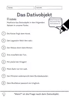 Vorschau - Arbeitsblätter - Das Dativobjekt Übungen (V) | differenziert - leicht - Seite 1