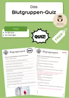 Vorschau - Arbeitsblätter - Blutgruppen Quiz, Abschluss der Reihe Blut, Freebie (kostenlos) - Deckblatt