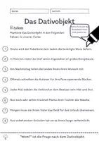 Vorschau - Arbeitsblätter - Das Dativobjekt Übungen (V) | differenziert - schwer - Seite 1
