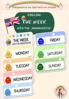 Vorschau - Präsentationen/Tafelbilder - The week with the Minimonster - Schilder - Für KiGa & GS - Deckblatt