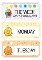 Vorschau - Präsentationen/Tafelbilder - The week with the Minimonster - Schilder - Für KiGa & GS - Seite 1