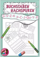 Vorschau - Arbeitsblätter - Buchstaben nachspuren G-V-Z-K-P-C-J-Qu-Y-X - Deckblatt