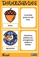 Vista previa - Juegos / Gamificación - THANKSGIVING - MATCHING CARDS (Vocabulary & Definitions) - página 1