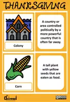 Vista previa - Juegos / Gamificación - THANKSGIVING - MATCHING CARDS (Vocabulary & Definitions) - página 3