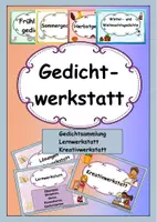 Vorschau - Stationenlernen - Gedichtesammlung Gedichte Gedichtwerkstatt Lernwerkstatt Kreativ Reime - Deckblatt