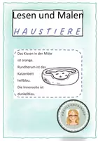 Vorschau - Arbeitsblätter - Haustiere Lesen und Malen einfach - Deckblatt