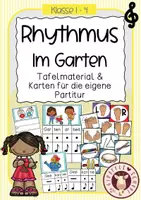 Vorschau - Unterrichtsreihen - Rhythmus Grundschule – Rhythmusbausteine „Im Garten“ (Tafelmaterial, Bildkarten & Musik Klasse 1–4) - Deckblatt