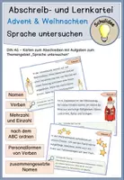 Vorschau - Aufgabenkarten - Abschreib- und Lernkartei Advent - Sprache untersuchen - Deckblatt