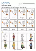 Vista previa - Hojas de trabajo - carnival cut & glue worksheets English / Anglais - página 2