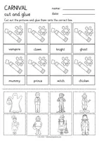 Vista previa - Hojas de trabajo - carnival cut & glue worksheets English / Anglais - página 3