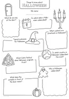 Vista previa - Manualidades / Dibujos para colorear - Halloween Sketchnotes Englisch - Things to know about the festival - página 1